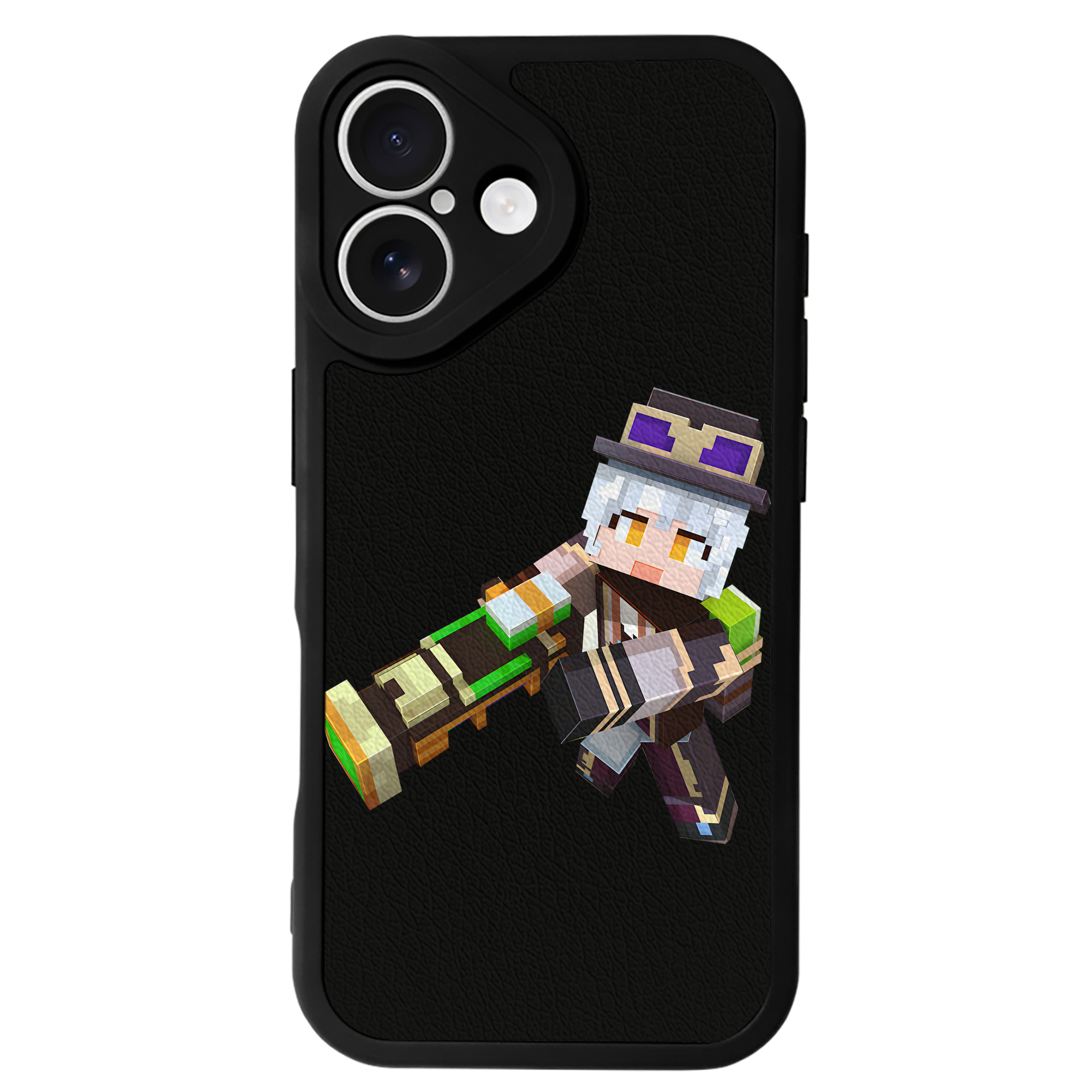 （画像用） マインクラフト ブロックの世界 Minecraft MC Block world 【iPhone 16シリーズ対応】シリコンスマホケース（レザー調） 材質：シリコン